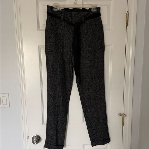 Buckle Pants - NWT. Madewell Buckley Tailors Black and White Herringbone Paperbag Pants